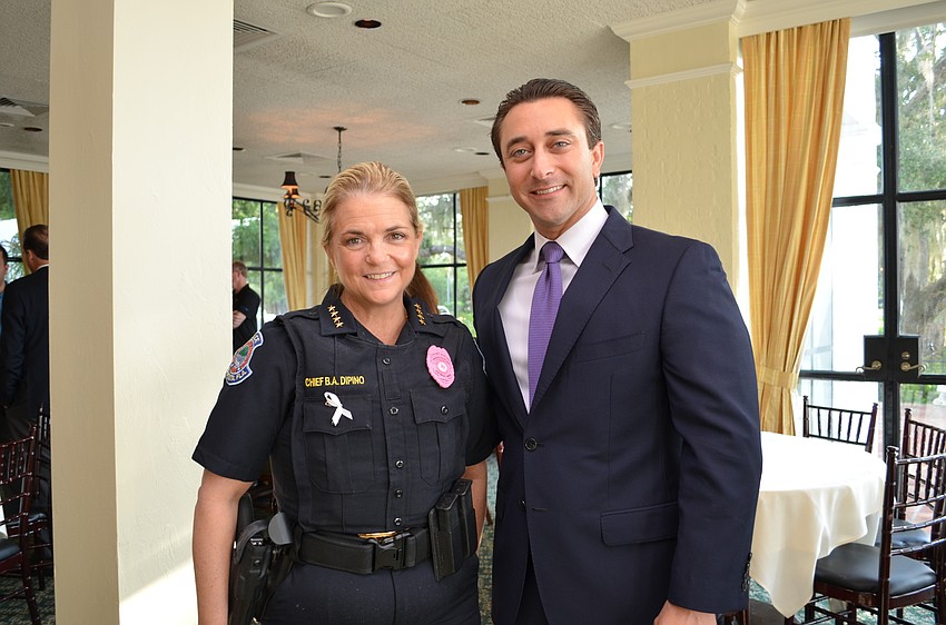 Sarasota Police Department Chief Bernadette DiPino and Hagen Brody.