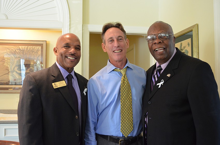 Marlon Brown, Larry Eger and Mayor Willie Shaw
