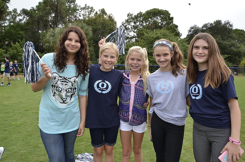 Seventh-graders Brianna Baldinger, Lara Felsmann, Maeve Studdiford,  Heather Squitieri and Elizabeth Karp Hauser