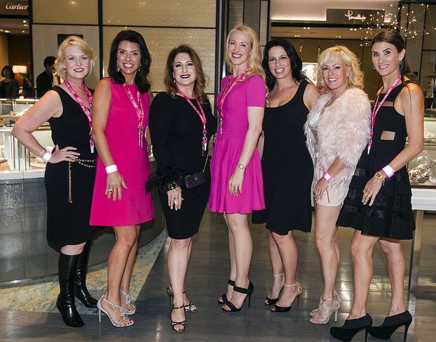 The Co-Chairs with Saks General Manager Terri Najmohoda: Veronica Brady, Aimee Cogan, Ariane Dart, Kyla Weiner, Susan Jones and Allison Schwartz