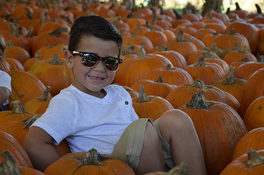 Jackson Lewicke of Clearwater is making Hunsaders' pumpkins look stylish.