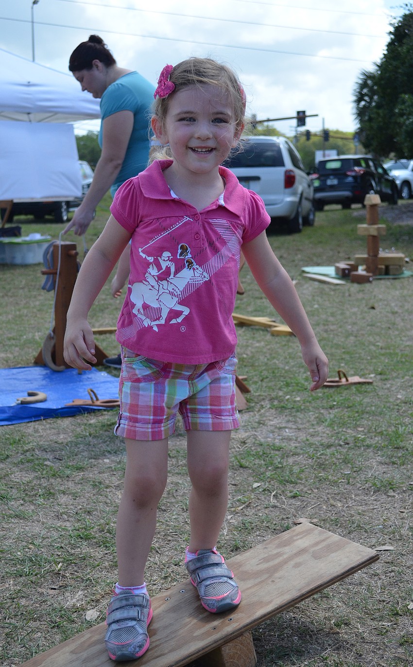 Layla Loeffel tries to keep her balance.