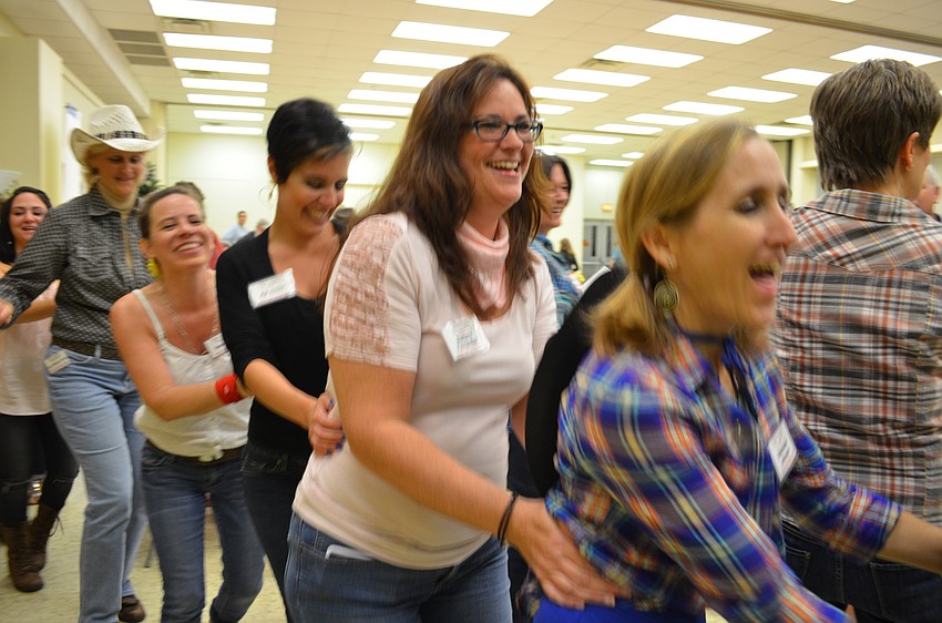 Guests formed a conga line and went around the room.