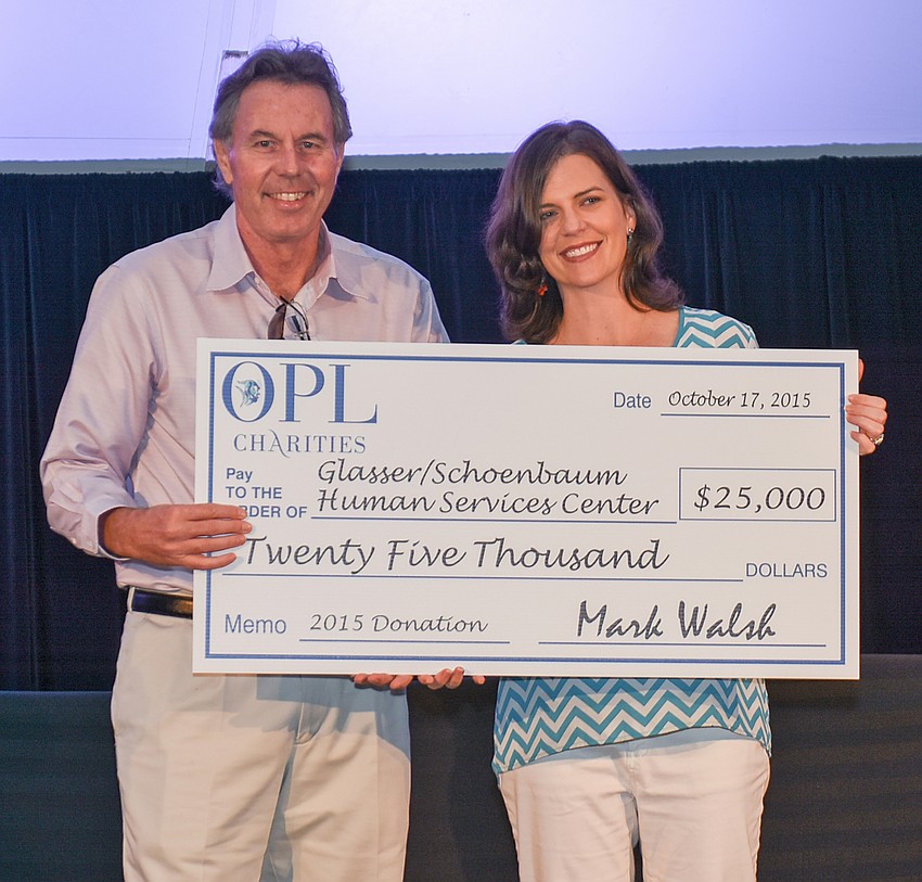 Ocean Properties Vice President Mark Walsh and Kameron Patridge Hodgens, Glasser-Schoenbaum Human Services Center CEO and executive director