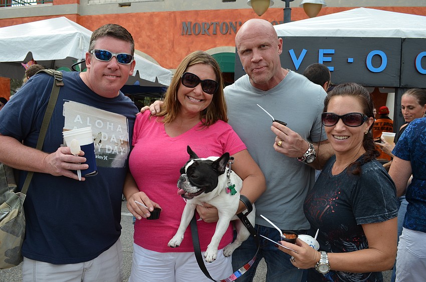 Mark Peters, Tanya Farley and Lucy with Sean and Nichole Davis