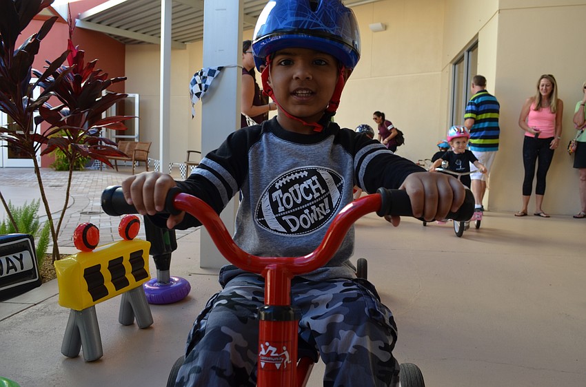 Gurbaj Singh takes off for the Trike-a-thon event.