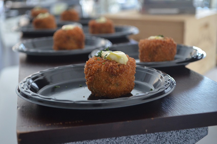 Cauliflower quinoa cakes with pepperocini aioli from Louies Modern.