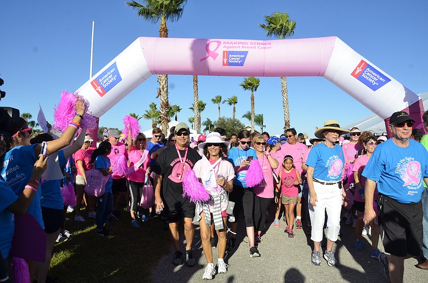 The walk began just after 9 a.m. with the survivors leading the charge.