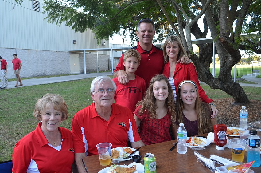 Judy and Lamar Sarrat with David and Heather Dees, son Clayton, daughter AnnaShelby and Meg Caron.