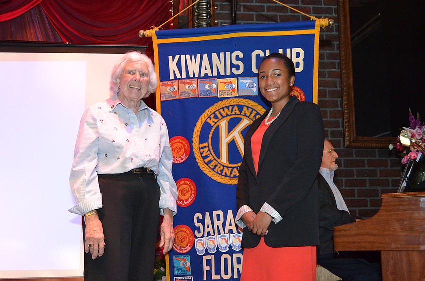 Kiwanis Club of Sarasota Secretary, Jo Rita Stevens and Boys and Girls Club Member of the Year, Whitney Stewart.