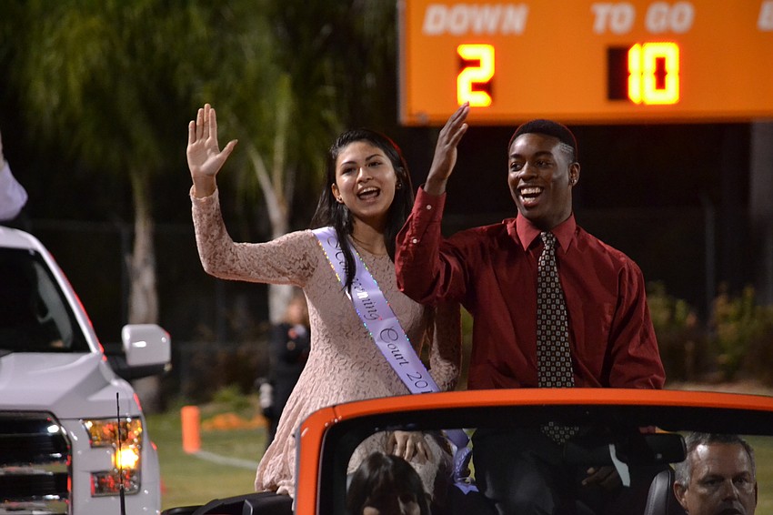 Members of the senior homecoming court Aris Pineda and Josh Thompson.
