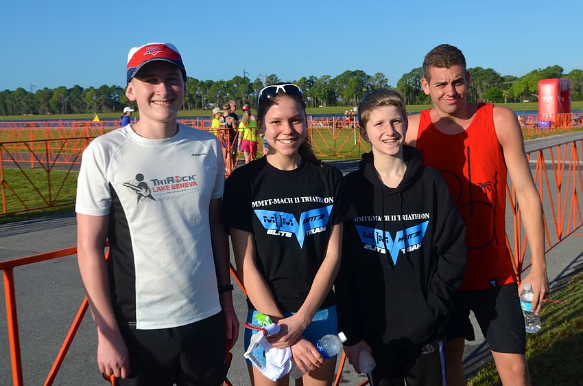 Spencer Kurth, Tessa Brennan, Justin Lorenz and Grant Fritz watch the event to prepare for their participation Sunday.