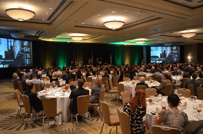 The Hyatt Regency Sarasota's main ballroom was packed to honor Sarasota's best business and commerce leaders during the Chamber of Commerce's 95th annual meeting.
