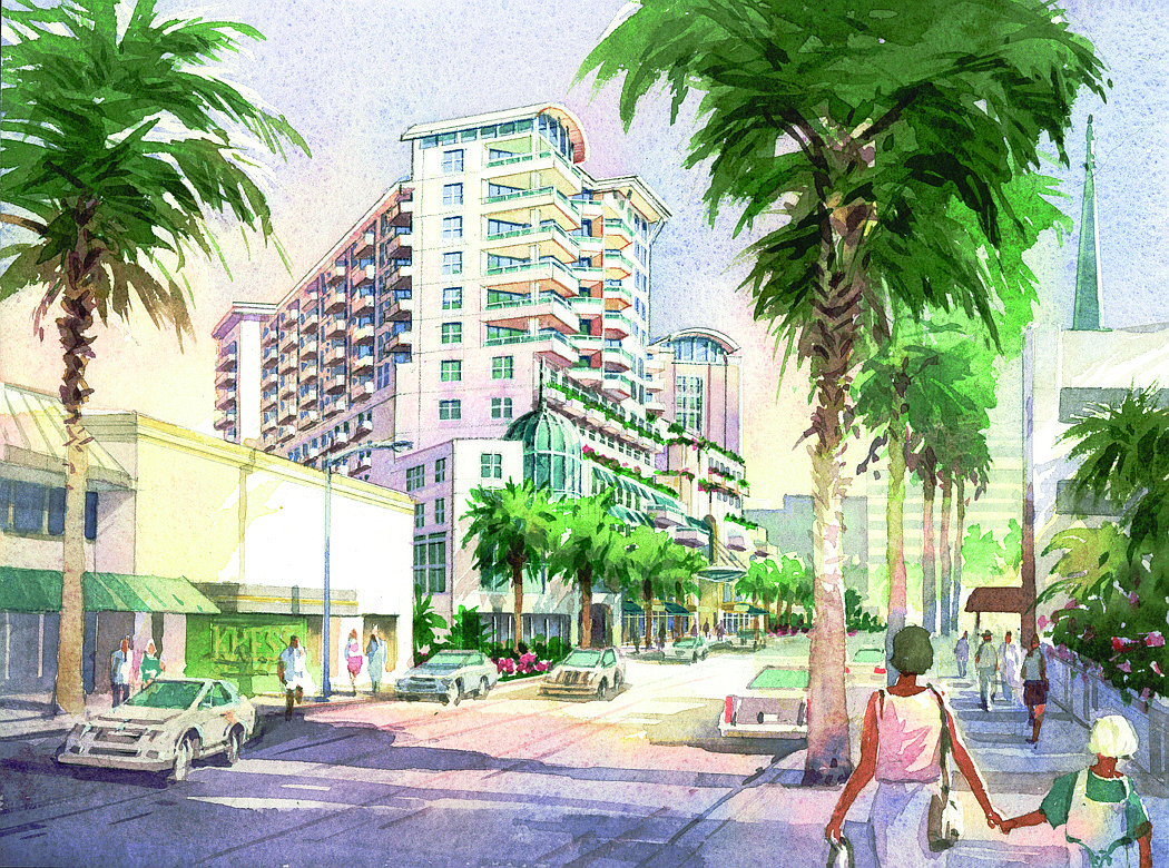 This 2005 rendering from the Isaac Group depicts phase two of Pineapple Square, a mixed-use commercial and residential project.