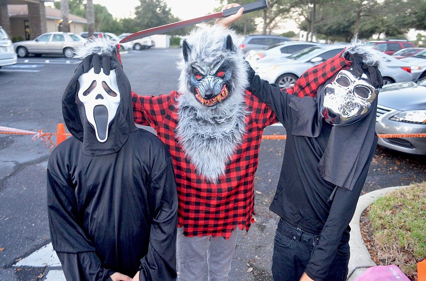 Ethin Wedekind and Zachary and Adam Baum prefer to dress scary for Halloween.