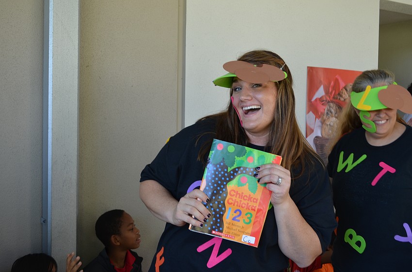 Assistant Principal Kristi Jarvis matched the rest of administration dressed in letters.