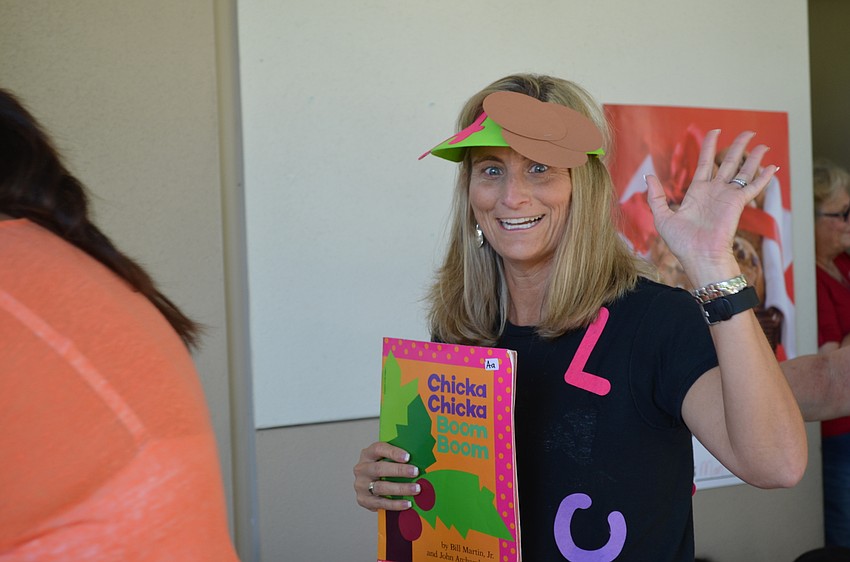 Even Phillippi Shores Principal Allison Foster got in on the costume fun and dressed as the letters from 