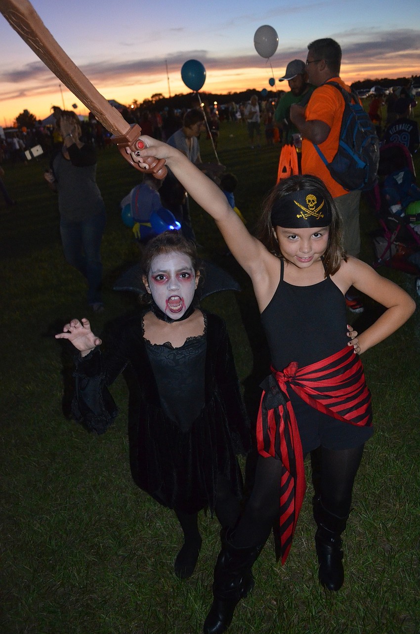 Jade Voorhees and Layla-Mae Carter, of Lakewood Ranch, show off their scary and pirate-y sides.