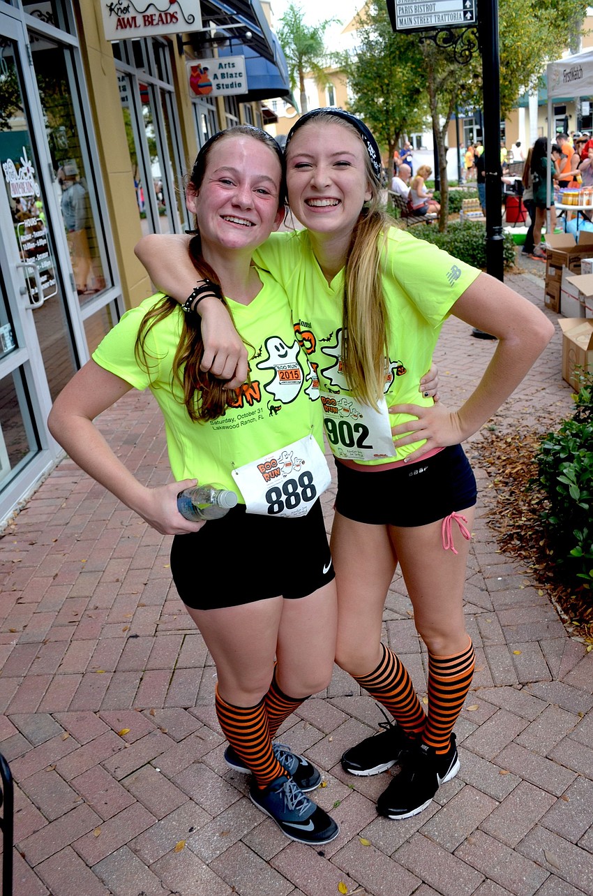 Sarah Dill and Shelby Ryskamp, of Lakewood Ranch, sport matching outfits and smiles.