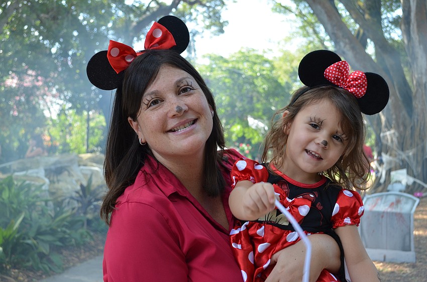 Stacey and Payton Stuart both dressed as Minnie Mouse.