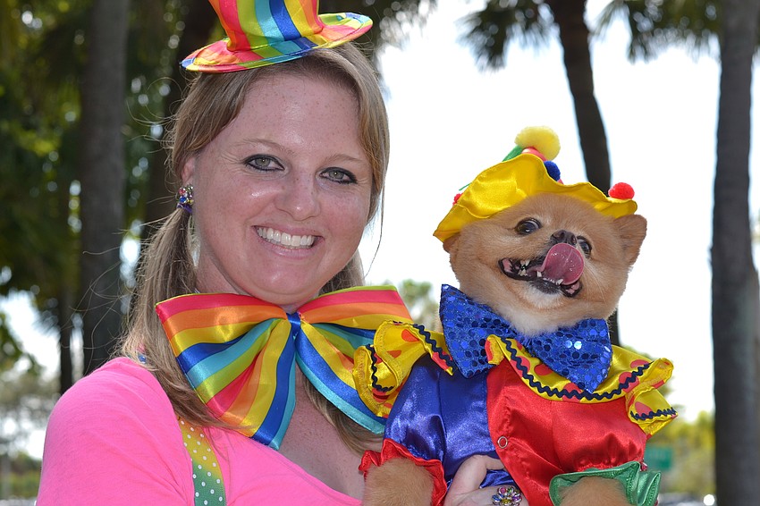 Kim Couts and Andy ran away with the circus for their clown costumes.