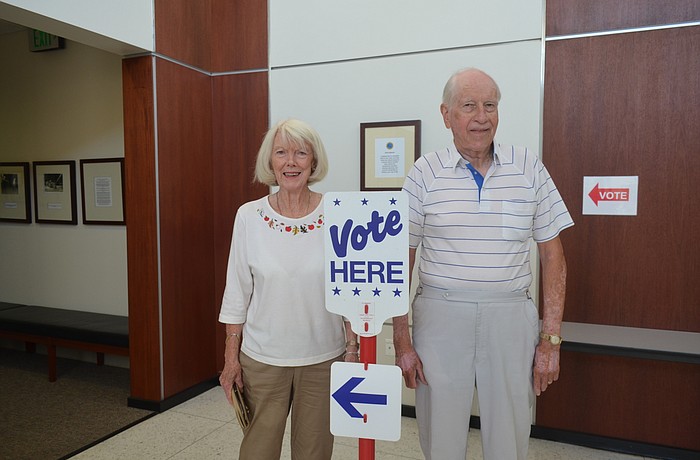 Mary Dee and Don Klingenberg voted on Election Day Tuesday at Longboat Key Town Hall.