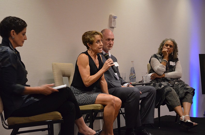 The panel included POD founder and President Nancy Parrish, retired Navy Lt. Paula Coughlin, POD President Don Christensen and Charlayne Hunter-Gault.