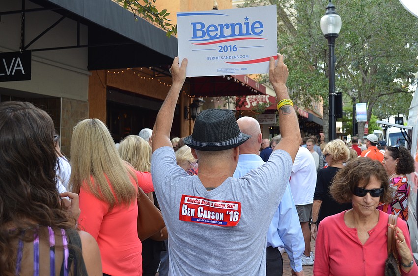 Supporters of other presidential candidates also showed up to Ben Carson's book signing in downtown Sarasota today.
