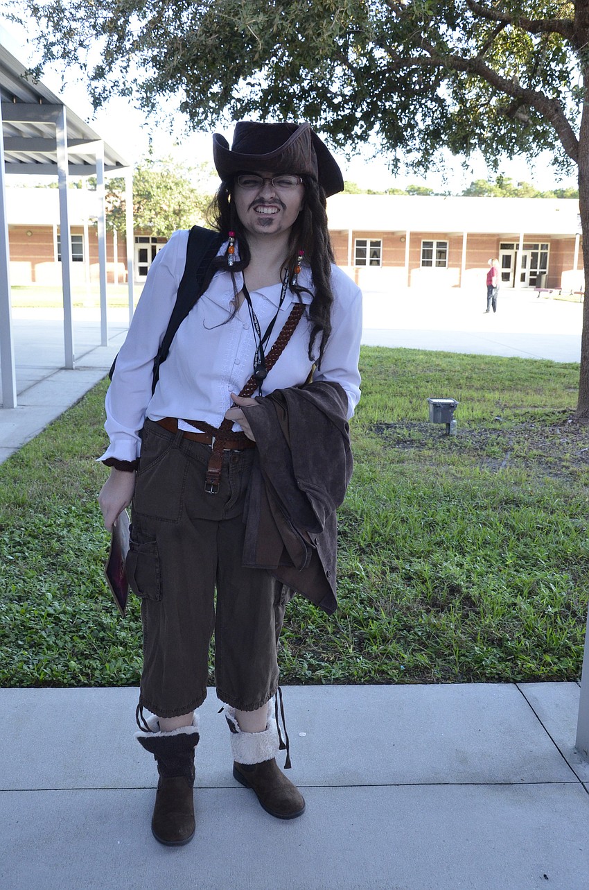 Hannah Figueras tries to make her best pirate face.