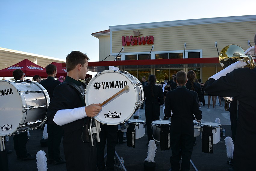 Lakewood Ranch High School drummer Max Gonzalez, a sophomore, makes sure everyone knows Wawa has come to town.