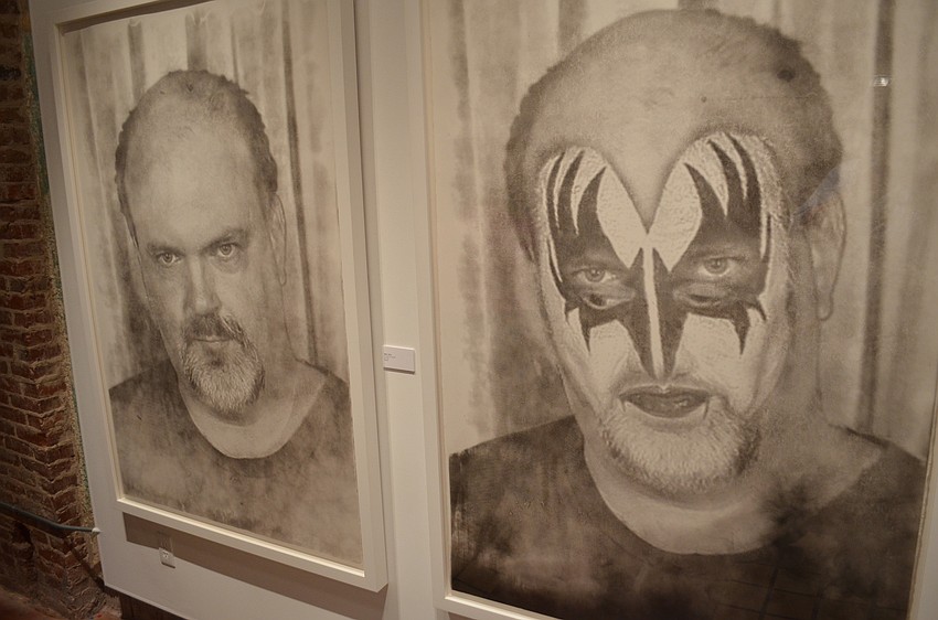 Rob Tarbell's works are created from a smoke fire process where he burns the image onto the surface of his canvas.