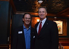 Sarasota Kiwanis Club President Terry McGannon and Pete Abbott.