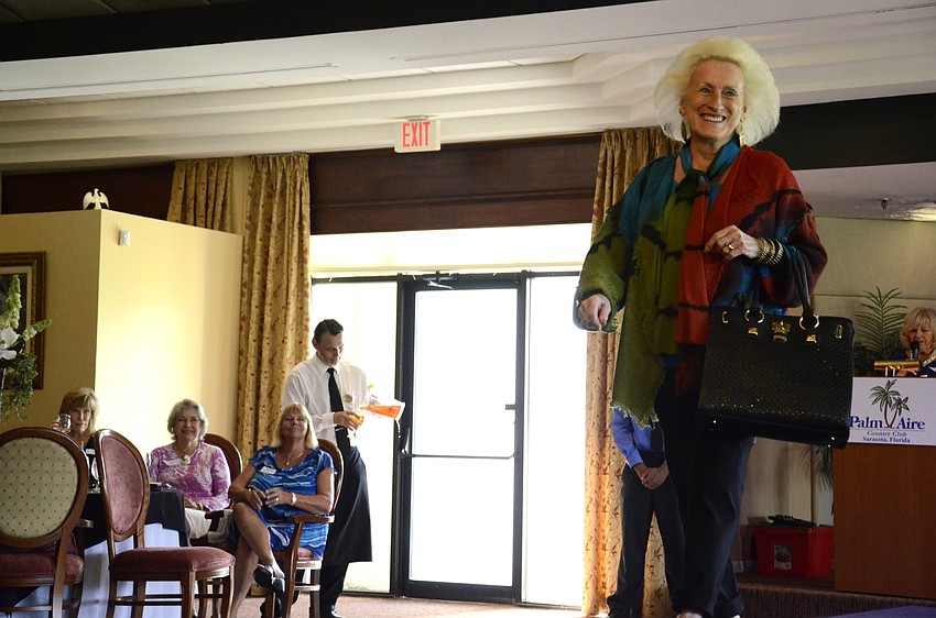 Margaret Laurich shows off a colorful hopsack jacket from Dilemma.