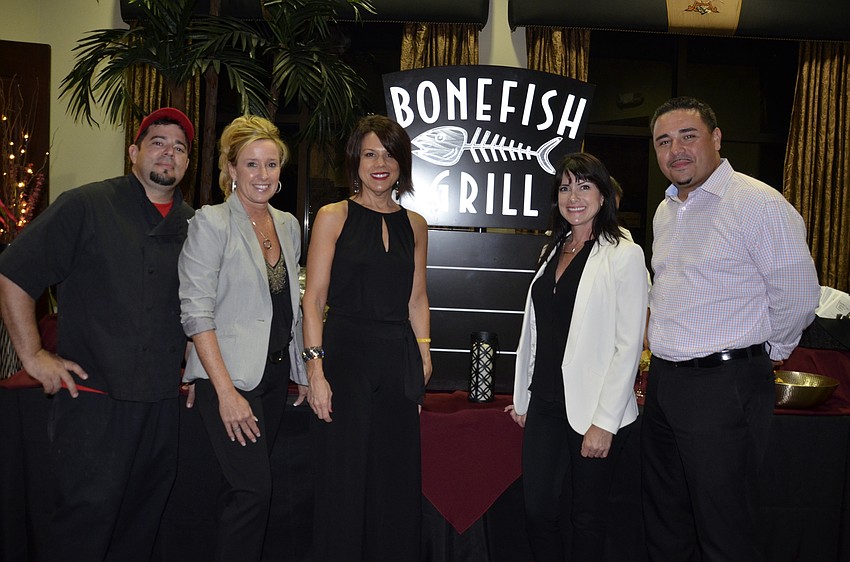 Jason Lamarca, Penny Tabolt, Cheryl Coombs Farfan and Will Perez of Bonefish Grill with Melissa Wandall, founder. Bonefish Grill has supported the foundation for several years and donated the food for the kickoff.