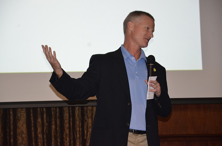 Scott Lewis of Tampa talked about his experiences as a buddy volunteer at the Comfort Zone Camp held Oct. 24. 