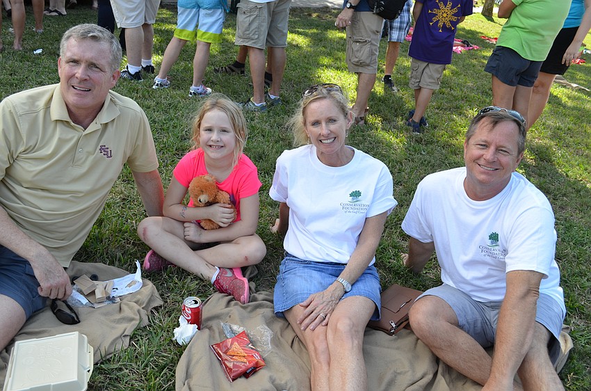 Denver Stutler, Jaidyn McAllister with Anne and Jim Westman, member of the Conservation Foundation of the Gulf Coast Board of Trustees.