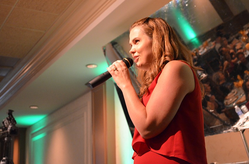 St. Martha Catholic School Principal Siobhan Young welcomes guests.