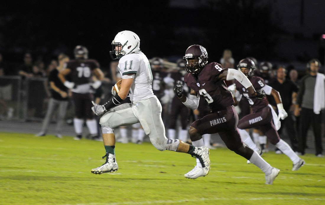 Lakewood Ranch running back Justin Fischer rushed for 175 yards and three touchdowns in his final high school game.
