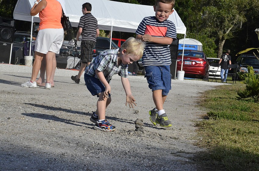 Lucas Browning of Bradenton and Parker Dickson of Palmetto built a rock tower.