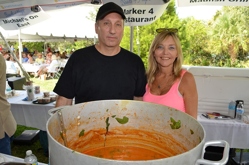 Mike Vierk and Shelley Dekeulenaere from Marker 4 Restaurant served up Butternut Turkey Tortilla soup.