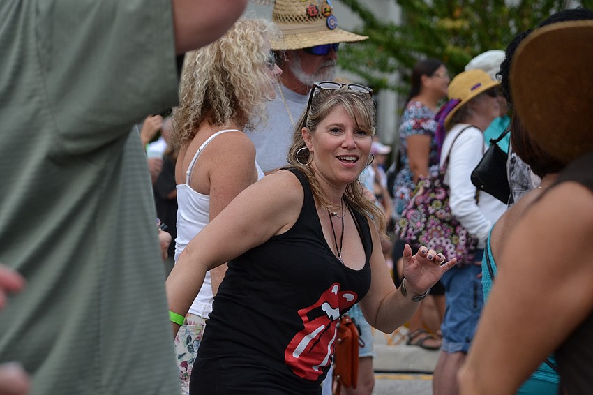 Gretchen Sciarrino gets her groove on during a performance by Reverend Barry & Funktastic Soul Featuring the Hellacious Horns.
