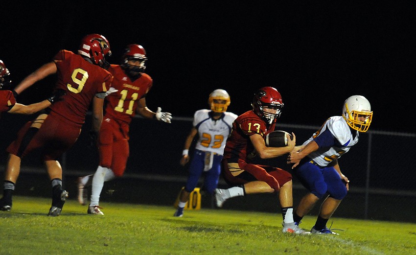 Cardinal Mooney sophomore defensive back Jack Koscho intercepted a pass in the first half.