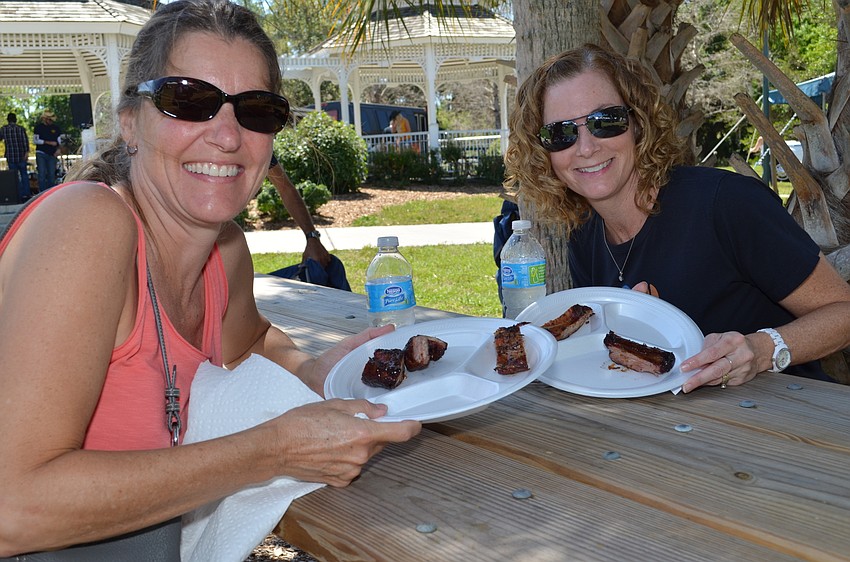 Tina Silver and Mary Guarino start off with a few samples of ribs.