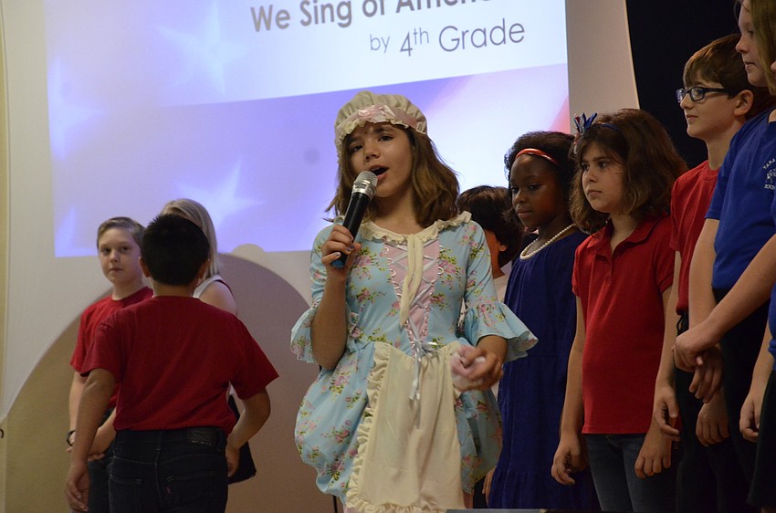 Lilly Torres dressed up like Betsy Ross for her segment of the presentation.