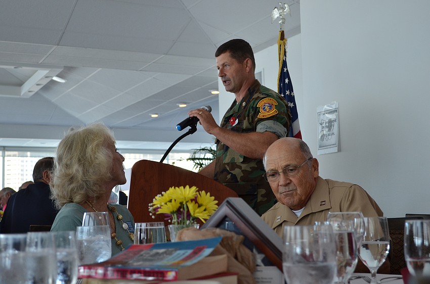Maj. Mike Dubrule addresses the crowd