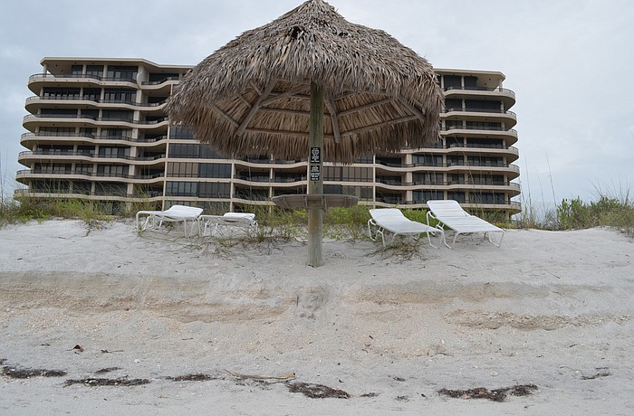 Severe sand erosion on the south end of Longboat Key means thereâ€™s not much recreational beach left at high tide behind condominiums like Lâ€™Ambiance.