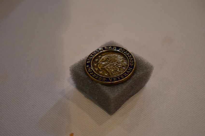 Pins were given to Vietnam War veterans to commemorate the 50th anniversary of the conflict.