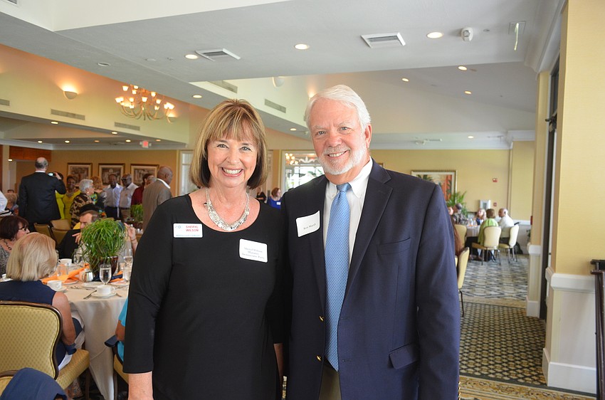 Sheryl Wilson, of the Manatee Democratic Party, and Ken Marsh