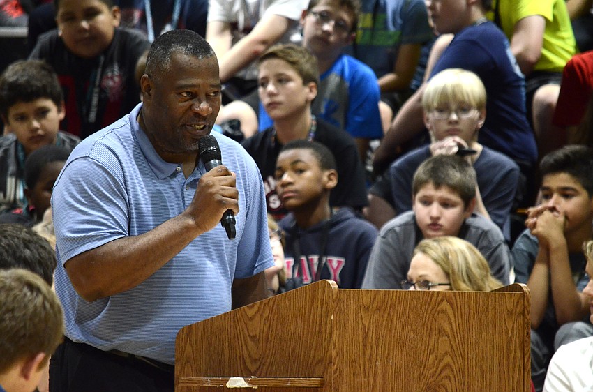 Bradenton resident Roderick Mitchell, a former parent liaison at Haile and Army veteran, spoke to the student.