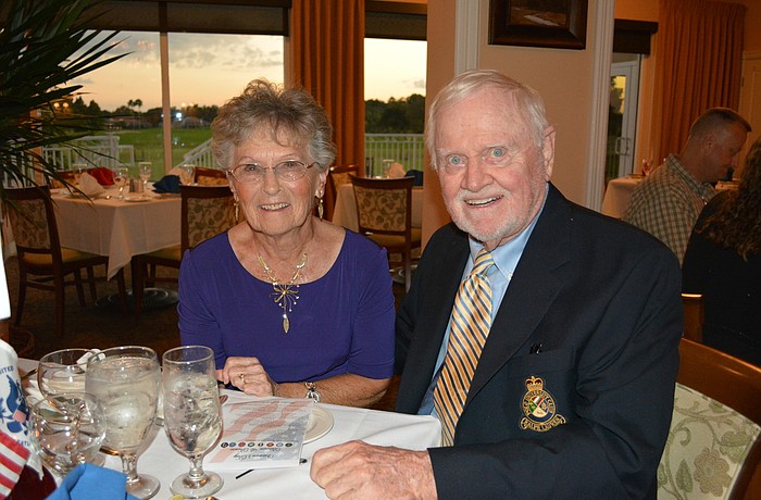 Betty Lawson and Navy veteran Dick Erwin of Tara enjoy the Veterans Day Dinner & Dance at Tara Golf & Country Club on Wednesday.